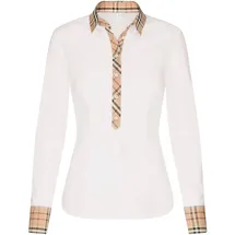 Seidensticker Popeline-Bluse mit Karodetail - Damen - Gr. 36 - weiß