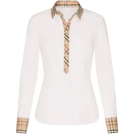 Seidensticker Popeline-Bluse mit Karodetail - Damen - Gr. 36 - weiß