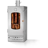 KAISER COMPANY '80' Hochwertiger Räucherofen aus Edelstahl mit Holzbefeuerung I Tragbarer Smoker 86 cm I Ideal zum Räuchern I Passen bis zu 12kg Fleisch I mit Zubehör I EDELSTAHL
