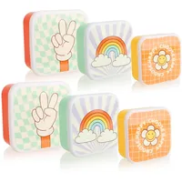 com-four® 6-teiliges Frischhalte-Dosen Set mit Deckel - kleine quadratische Gefrierdosen - Aufschnittboxen in 3 Größen - Vorratsdosen für Camping, Picknick und auf Reisen (6 Stück - Fun-Mix)