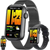 ZPIMY AMOLED Smartwatch 1.47 Zoll mit Telefonfunktion, Fitness Uhr Herren Damen, 5ATM Sportuhr mit SpO2 & Schlafmonitor - Schwarz