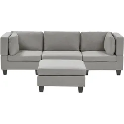 3-Sitzer Sofa Leinenoptik hellgrau mit Ottomane UNSTAD