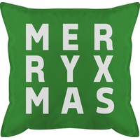 Kissen 50x50 - Weihnachtskissen Christmas Geschenke - Merry Xmas Box - 50 x 50 cm - Grün - geschenk für arbeitskollegen weihnachten sofakissen weihnachtlich mit füllung weihnacht weihnachtsmotiv