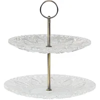 Chic Antique Etagere mit 2 Glastellern, Ø22 x H24 cm, klar