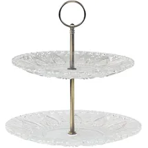 Chic Antique Etagere mit 2 Glastellern, Ø22 x H24 cm, klar