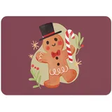 4 Platzsets mit Unterseite aus Kork, rot, Lebkuchenmann, weihnachtliche Illustration, groß, 39,5 x 28,5 cm