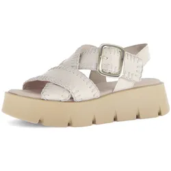 Sandalette GABOR, Damen, Gr. 40, beige (creme), Kalbsleder, unifarben, modisch, Schuhe, Plateau, Sandale, Sommerschuh mit Klett unter der Zierschnalle