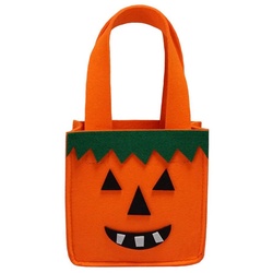 Maskworld Kostüm Halloween Tasche Kürbis, Supersüßer Filzbeutel für Halloween-Süßigkeiten orange