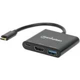 Manhattan USB-C auf HDMI 3-in-1 Docking-Konverter mit Power Delivery USB-C 3.0 [Stecker]