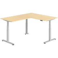 Bümö Eckschreibtisch, Ahorn, Silber, Nachbildung,Ahorn, Rechteckig, 160x74x200 cm, FSC