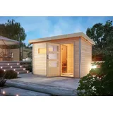 Karibu Skrollan 1 inkl. 9 kW Bio-Kombiofen + int. Steuerung + Dachkranz