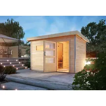 Karibu Skrollan 1 inkl. 9 kW Bio-Kombiofen + int. Steuerung + Dachkranz