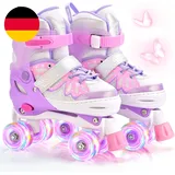 NEMONE Rollschuhe Für Mädchen Kinder 4 Größen Verstellbar Blau Violett Rollschuh