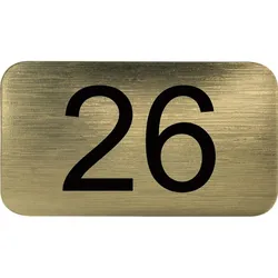 Nummernschild selbstklebend, 35 x 20 mm, Type 26, Kunststoff gold metallic