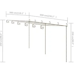 vidaXL Garten-Pergola Antik-Braun 6x3x2,5 m Eisen