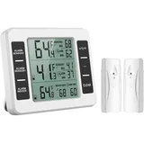 Kühlschrank-gefrierschrank-thermometer, Kabelloses Kühlschrankthermometer Mit 2 Sensoren, Akustischem Alarm, Min/max-funktion Für Küche Und Restaurant