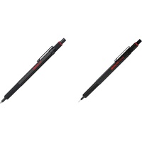 rOtring 600 Kugelschreiber | mittlere Spitze | Schwarze Tinte | schwarzer Schaft | nachfüllbar & 600 Druckbleistift | 0,7 mm | schwarz | Ergonomisches Vollmetallgehäuse
