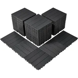 Vevor Terrassenfliesen, 54er-Set, Balkonfliesen 295 x 295 mm, Klickfliesen, wasserdichter Kunststoff-Bodenbelag für den Außenbereich, Terrassenbodenbelag für Veranda, Pool, Balkon, Hinterhof, Dunkelgrau