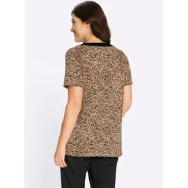 Classic Basics Longshirt CLASSIC BASICS "Longshirt", Damen, Gr. 38, cognac, schwarz, bedruckt, 100% Baumwolle, gemustert, mehrfarbig, Rundhals, Shirts Longshirt