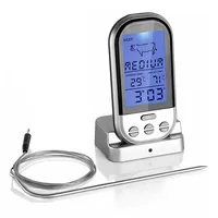 1/2x LCD Digital Funk Braten BBQ Grill Thermometer Fleischthermometer mit Fühler