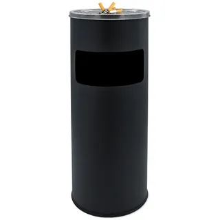 Spetebo Edelstahl Standaschenbecher schwarz für Außen - 60 x 25 cm - Metall Aschenbecher für draußen freistehend mit Mülleimer - Outdoor Stand Ascher mit Asche-Einsatz und Abfalleimer
