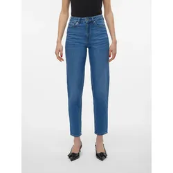 Mom-Jeans VERO MODA "VMTESSA HR MOM JEANS RA380 GA", Damen, Gr. 28, Länge 30, blau (medium blau denim), Denim/Jeans, Obermaterial: 99% Baumwolle, 1% Elasthan, unifarben, modisch, Jeans