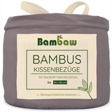 Kissenbezug Set Dunkelgrau | Kopfkissenbezug 80x80 cm | Bambus Kissenbezug | Kühlendes Kopfkissen | Allergie Kissenbezug | Kissenhülle Nachhaltig | Bettwäsche Grau | Anti Milben Bambaw