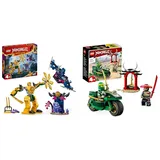 LEGO NINJAGO Arins Battle Mech, Ninja-Spielzeug & NINJAGO Lloyds Ninja-Motorrad, Spielzeug für Anfänger mit 2 Minifiguren: Lloyd und Skelett-Wächter, Lernspielzeug für Kinder ab 4 Jahren 71788