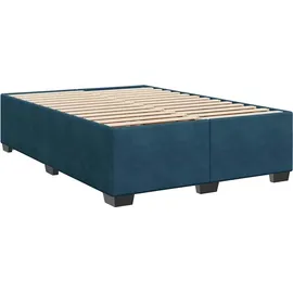 vidaXL Boxspringbett mit Matratze Blau 140x200 cm Samt