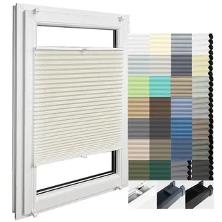 Home-Vision Premium Plissee & Wabenplissee nach Maß, ohne Bohren mit Klemmträger, Blickdicht für Fenster & Tür Sonnenschutzrollo in verschiedenen Breiten, Höhen Farbe des Textile und Profilfarben
