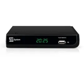 TELE System TS6819 T2HEVC HD Digitaler terrestrischer Decoder, DVB-T2 HEVC 10 Bit, HDR HLG, AUTOSCAN, LCN, Media Player, EPG TV Guide, Fernbedienung inklusive, Digitaler terrestrischer TV-Empfänger