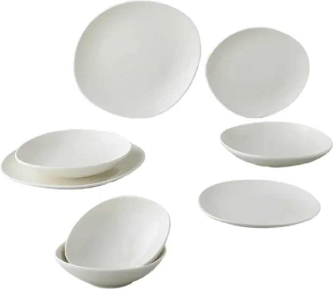 English Home Porzellan-Tafelservice in Form 8-teilig, 2 Gedecke Weiß