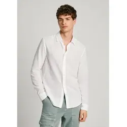 Pepe Jeans für Herren. PM308566 Marcel weißes Hemd (XL), Lässig, Baumwolle, Langarm