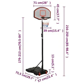 vidaXL Basketballständer Schwarz 216-250 cm