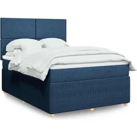 vidaXL Boxspringbett mit Matratze Blau 140x200 cm Stoff
