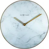 Nextime Quarzwanduhr Marble Ø 40 cm Glas Weiß