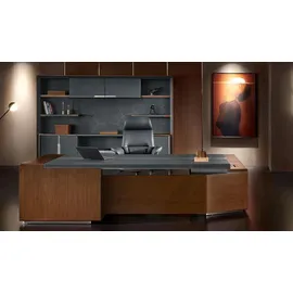 aea Schreibtisch Set Büro Garnitur tisch Chef Sessel Schrank Einrichtung Neu 3tlg. - Braun