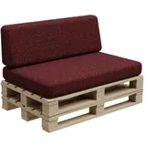 Palettenkissen PFBG Palettenkissen Gartenkissen für Garten, Balkon Terrasse, Maße Set (120x80 + 120x35) rot
