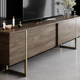Skye Decor Luxe Lowboard 180 x 50 x 30 cm Braun/Gold Spanplatte