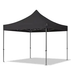 TOOLPORT  3x3m Stahl Faltpavillon, ohne Seitenteile, schwarz - (600106)