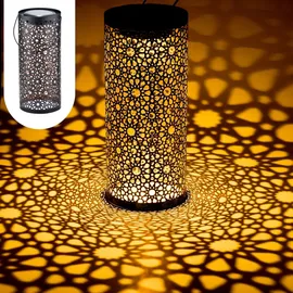 Marrakesch Orient & Mediterran Interior 2er Set Orientalische Solarlaterne Solar Laterne Windlich Noum Schwarz