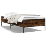 vidaXL Bettgestell Räuchereiche 100x200 cm Holzwerkstoff und Metall