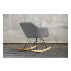 KAWOLA Schaukelstuhl Stella Schaukelsessel Esszimmerstuhl Stoff hellgrau
