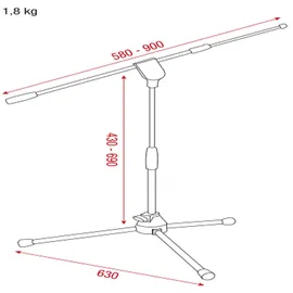 Showgear Microphone Stand - Pro 430-690 mm