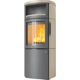 Kaminofen HARK 44-5.8 GT FlameKat Raumluftunabhängig 8 kW - Ofenkacheln: creme - Korpus: titan
