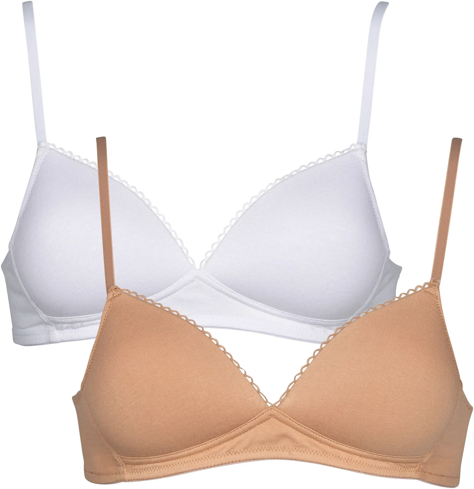 Bügelloser BH MY BASIC, Damen, Gr. 80, Cup A, weiß (weiß, powder), Obermaterial: 95% Baumwolle, 5% Elasthan, unifarben, Basic, Basic, BHs, flache Verarbeitung, wattiert, ohne Bügel, basic, Baumwollmix
