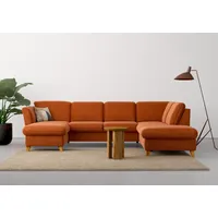 Wohnlandschaft HOME AFFAIRE "Trelleborg U-Form", rosa (kupfer), B:307cm H:86cm T:213cm, 95% Polyester, 5% Polyamid, Sofas, Wohnlandschaft, wahlweise mit Bettfunktion und Bettkasten, inkl. Federkern-Polsterung