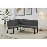 otto home Eckbank OTTO HOME "Geranie, Sitz -und Rücken gepolstert, Knopfheftung", anthrazit, B:184cm T:61,5cm, 100% Polyester, Sitzbänke, Eckbank, zwei Bezugsstoffe, zwei Stofffarben, pulverbeschichtetes Metallgestell