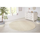 HANSE HOME Teppich Rund 8,5 mm Höhe, Kurzflor, Unifarben, Teppich, Weich, Esszimmer, Kinderzimmer, Flur, Schlafzimmer, Küche – Uni Creme, 133cm