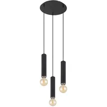 GLOBO Pendelleuchte Hängelampe 3 flammig Holz Esstischleuchte Wohnzimmer Cluster Pendellampe, schwarz, 3x E27, DxH 35 x 160 cm